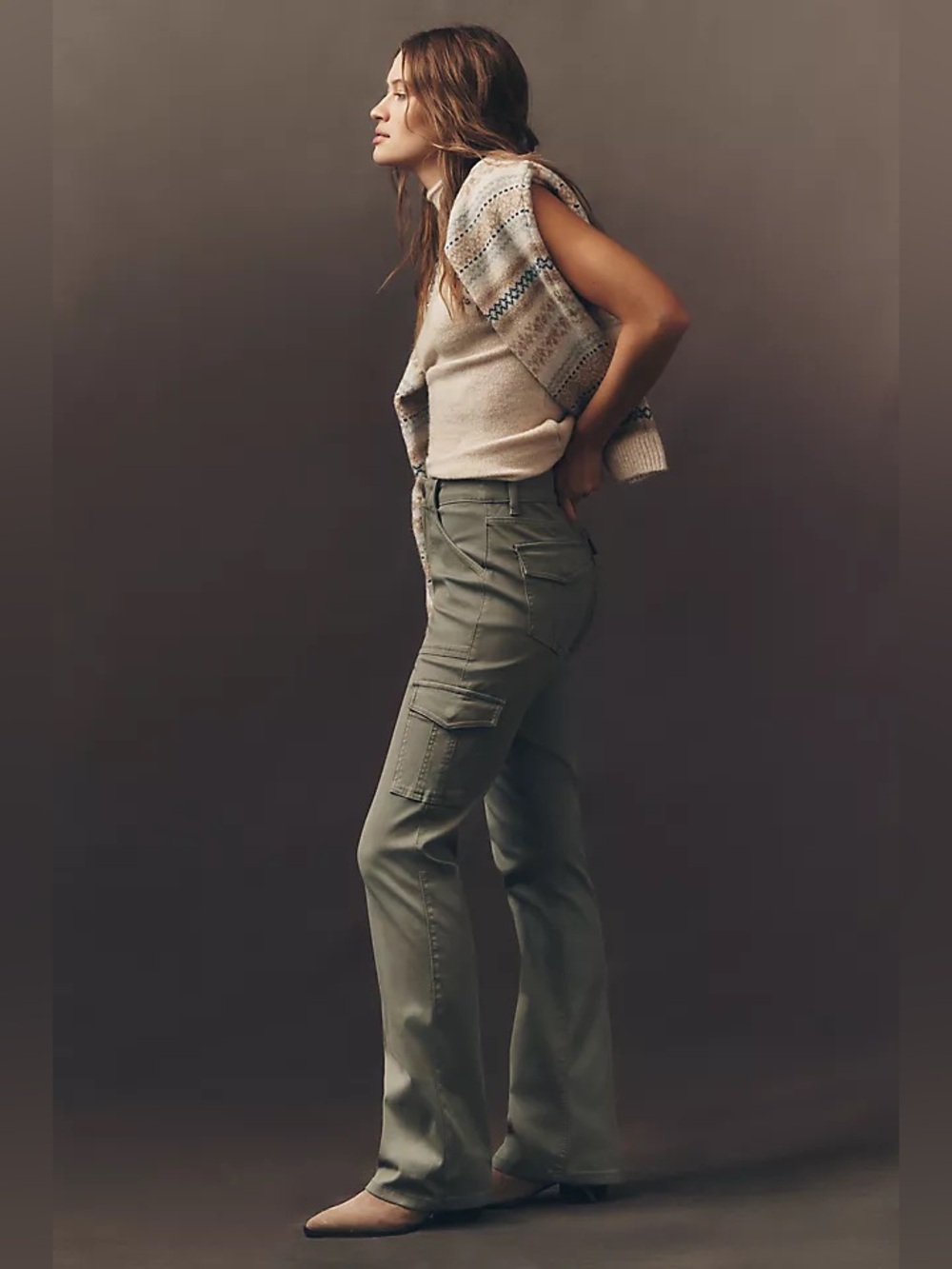 Anthropologie Sanctuary Size 26 Sculpted Hayden Cargo Bootcut Pants Army Green